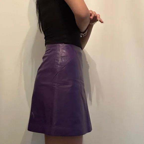 Purple leather skirt